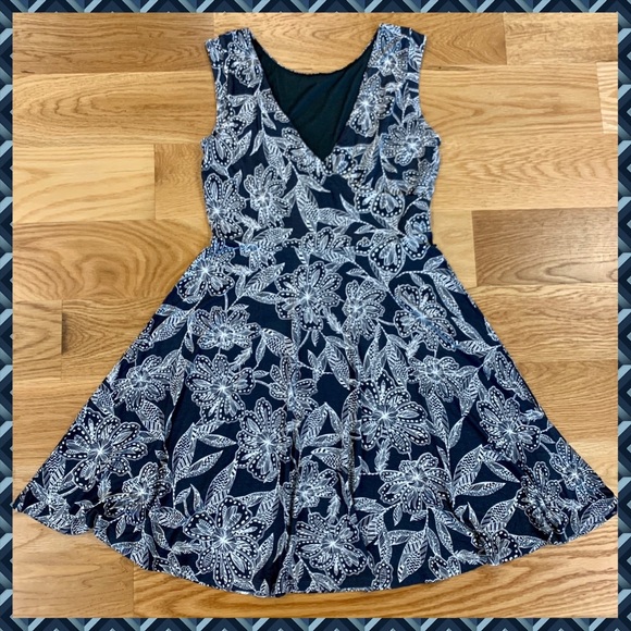 grey floral wrap dress